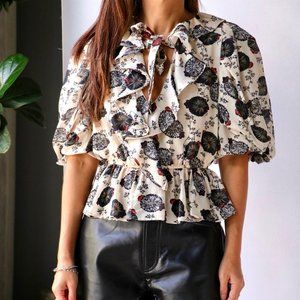 Ulla Johnson Nadya blouse in gardenia floral